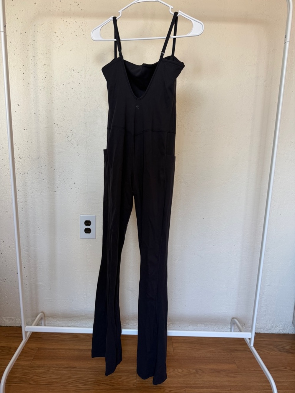 POPFLEX Black Spaghetti-Strap Wide-Leg Jumpsuit